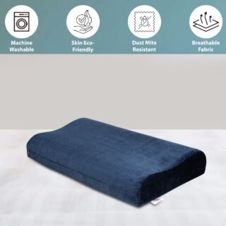 ERGONOMIC CONTOUR DESIGN: MEMORY FOAM PILLOW CERVICAL SUPPORT