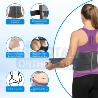 TOTAL ortho care Abdominal belt help reduce back pain, but very common in pregnant women. Use of a maternity support belt can provide benefits like less backache, reduced pressure on the bladder, less varicosities and swelling in pelvic region. Abdominal Belt gives you a great relief. ultimately contributing to a smoother recovery process.